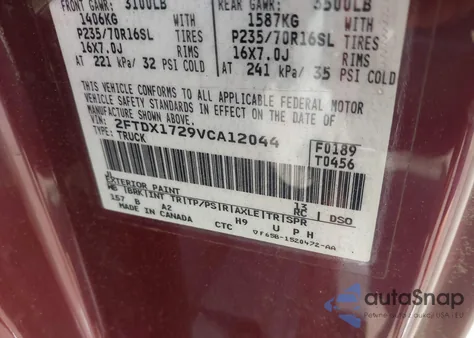 1997 Ford F-150 Standard/Xl/Xlt z USA, uszkodzony, nr VIN 2FTDX1729VCA12044